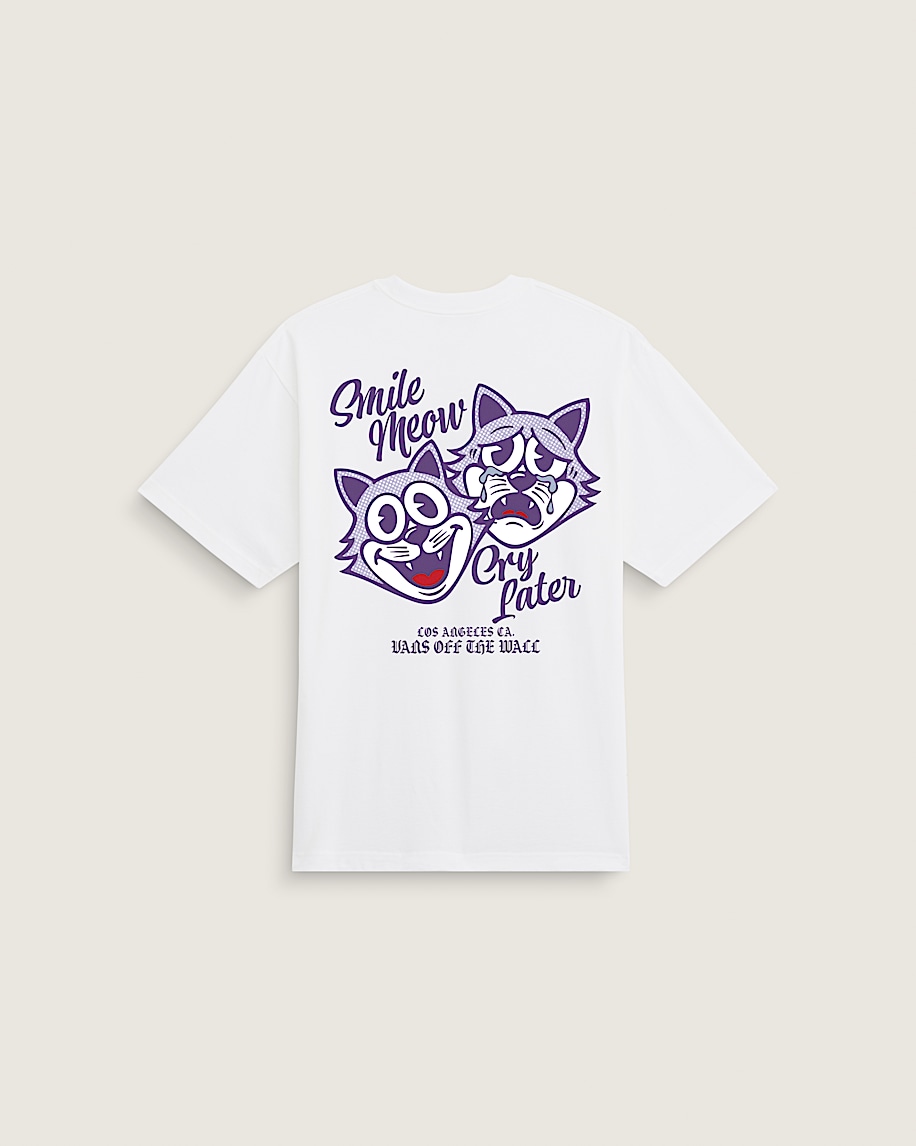 Smile Meow Cry Later Short Sleeve Tee VANS White HERO