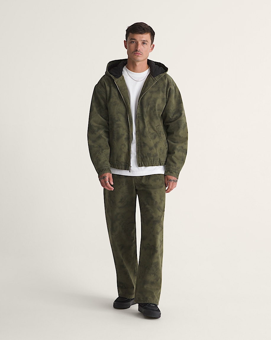 Rez Cropped Denim Jacket VANS Mossy Olive Green  Obsidian Fern Green ALT4