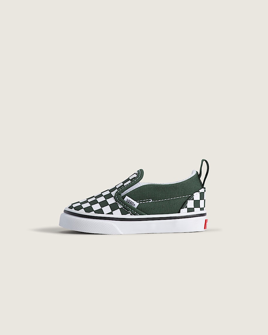 Toddler Classic SlipOn V Shoe VANS Checkerboard Oil Green HERO