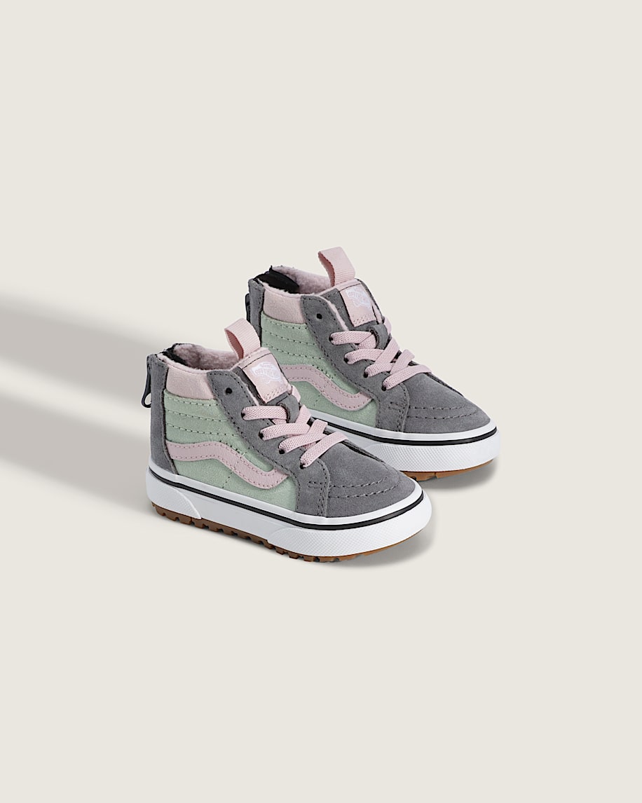 Toddler Sk8Hi Zip Insulated Shoe VANS Pewter Beige  Dusty Mint Green ALT1