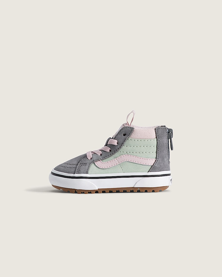 Toddler Sk8Hi Zip Insulated Shoe VANS Pewter Beige  Dusty Mint Green HERO