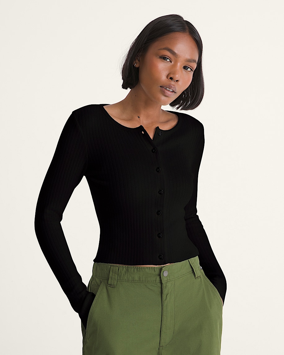 Long Sleeve Button Up Shirt VANS Black ALT2