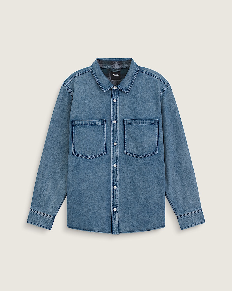 McGill Flannel Lined Long Sleeve Shacket VANS Light Vintage Wash Blue HERO