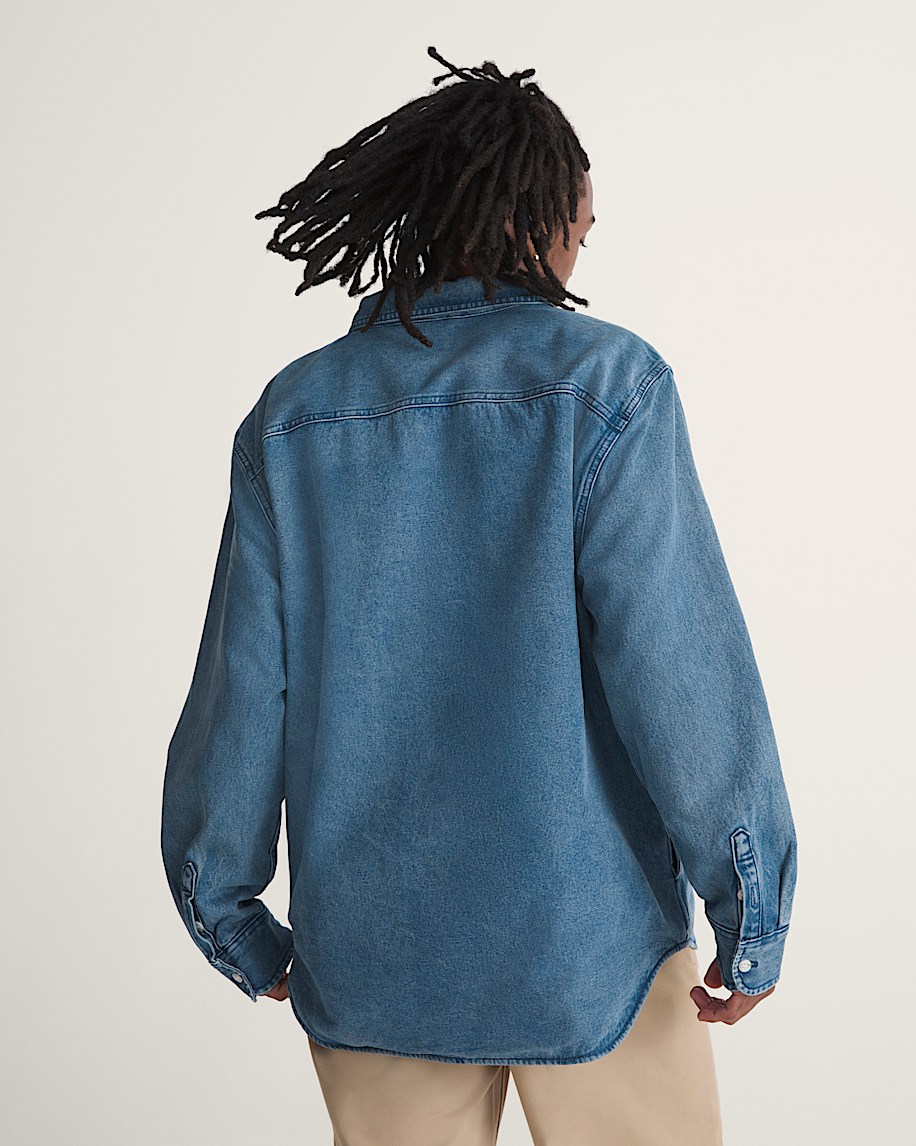 McGill Flannel Lined Long Sleeve Shacket VANS Light Vintage Wash Blue ALT3
