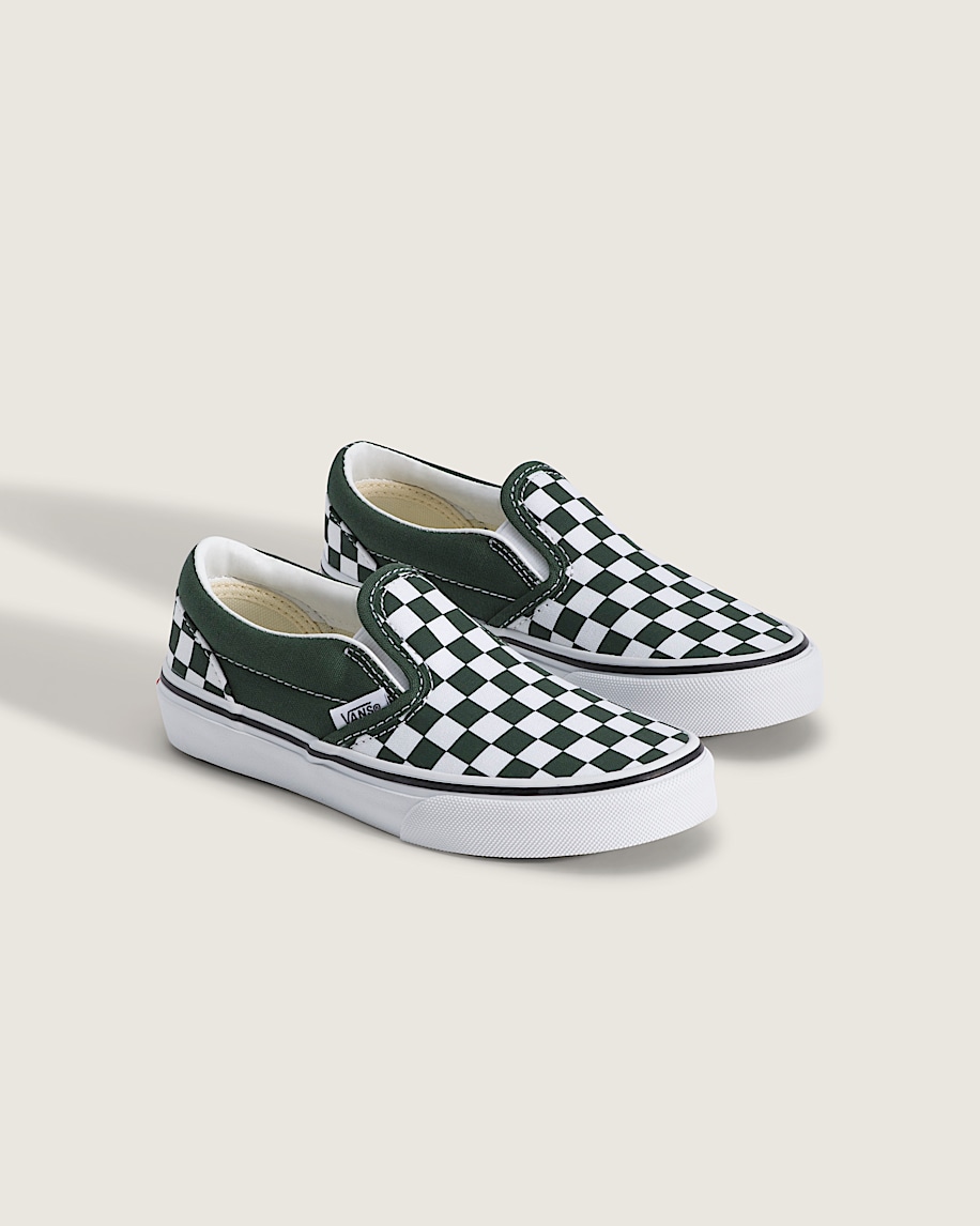 Little Kids Classic SlipOn Shoe VANS Checkerboard Oil Green ALT1
