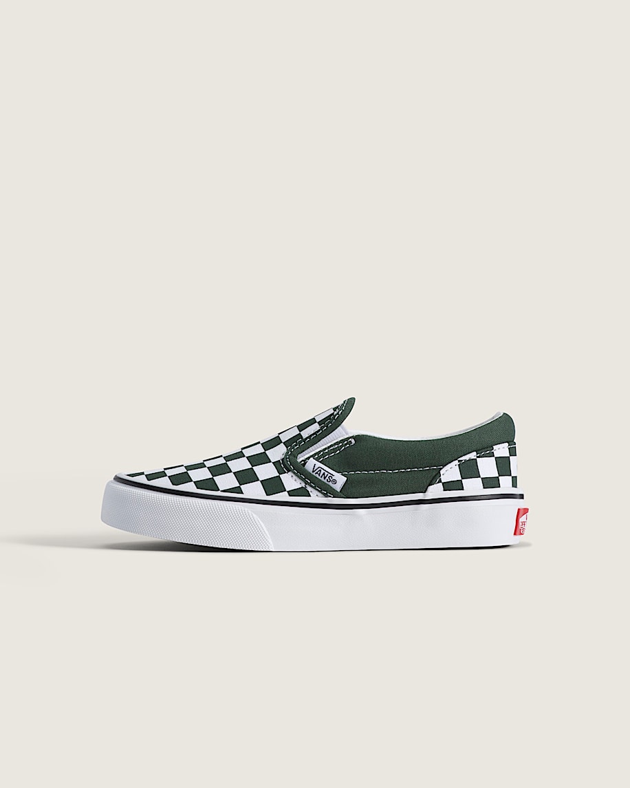 Little Kids Classic SlipOn Shoe VANS Checkerboard Oil Green HERO