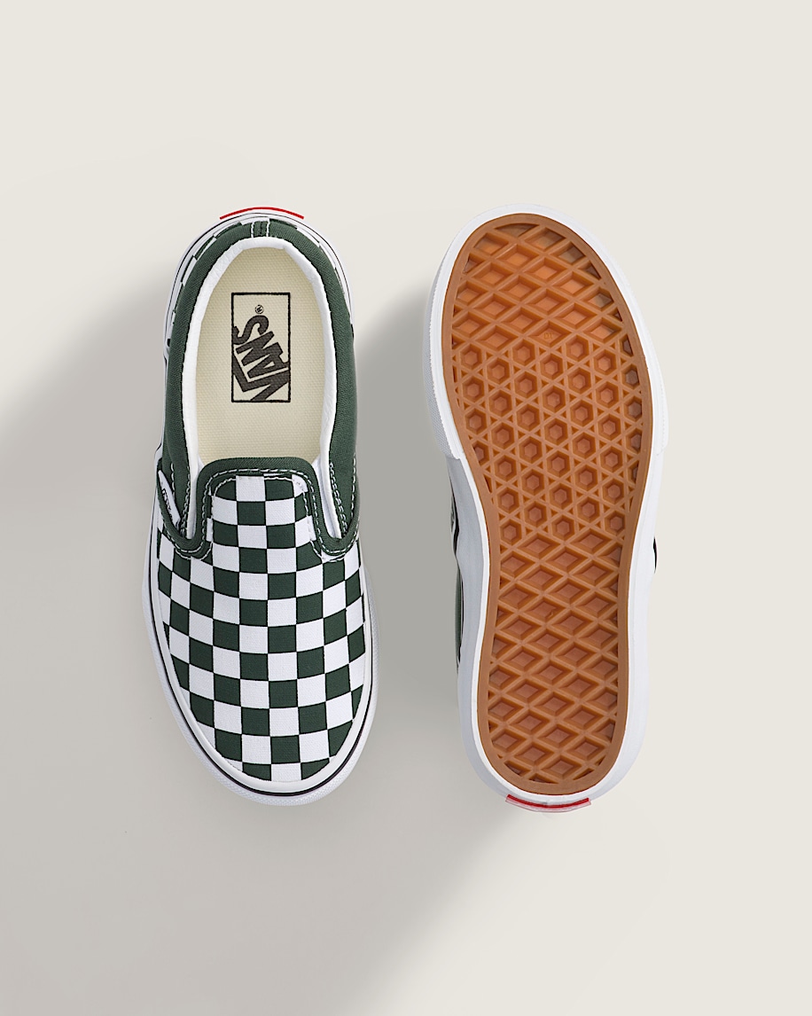 Little Kids Classic SlipOn Shoe VANS Checkerboard Oil Green ALT2