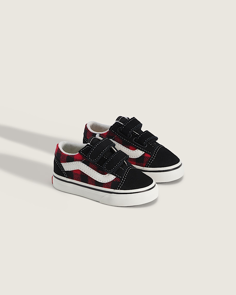 Toddler Old Skool V Shoe VANS Buffalo Plaid Racing Red  Black ALT1