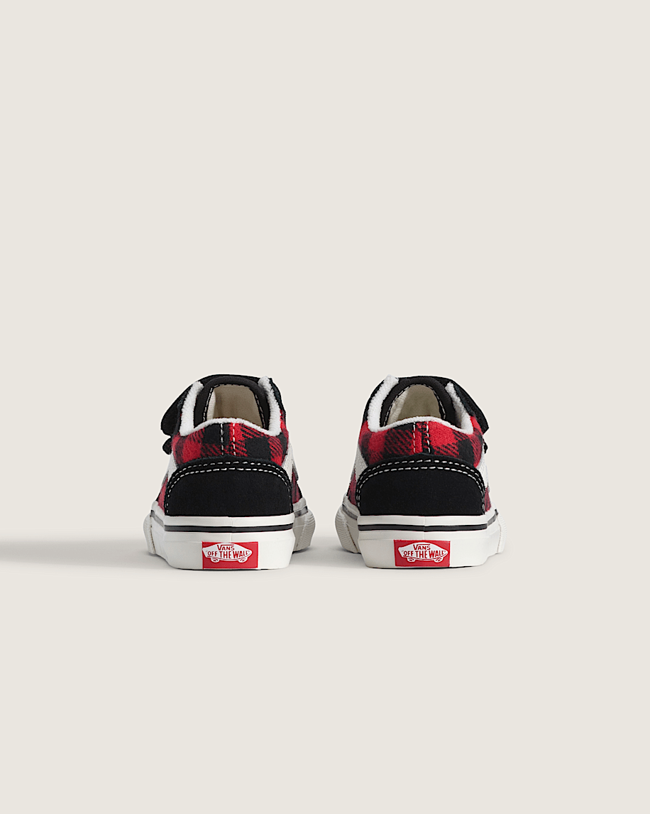 Toddler Old Skool V Shoe VANS Buffalo Plaid Racing Red  Black ALT3