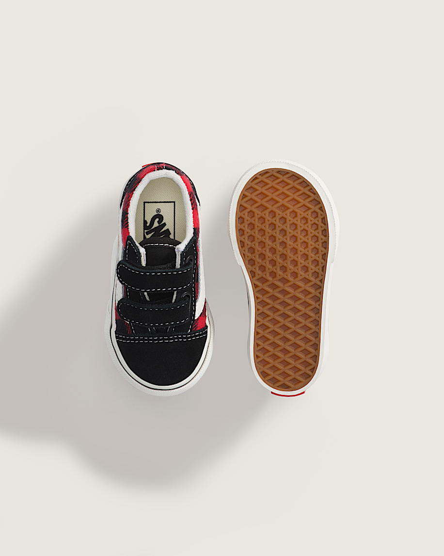 Toddler Old Skool V Shoe VANS Buffalo Plaid Racing Red  Black ALT2