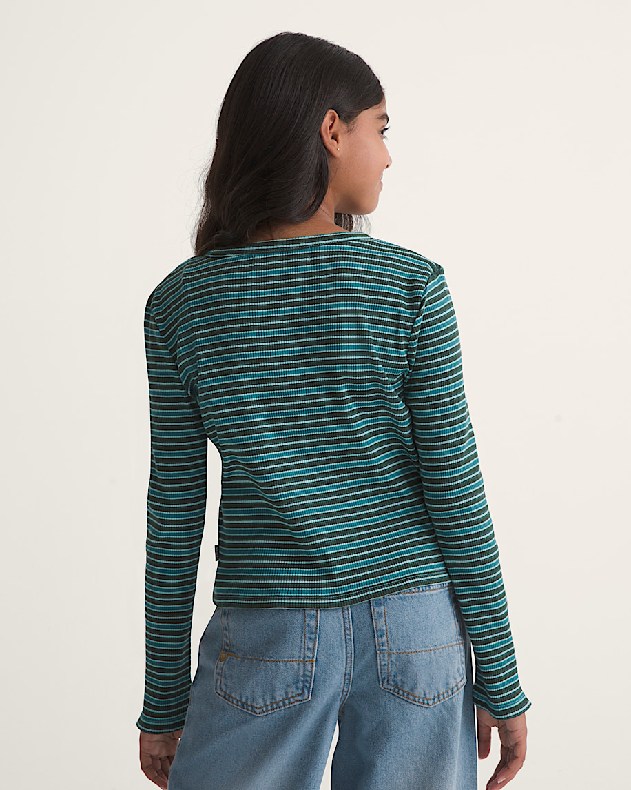 Kids Lilly Knit Long Sleeve Tee VANS Teal Melody Blue ALT3