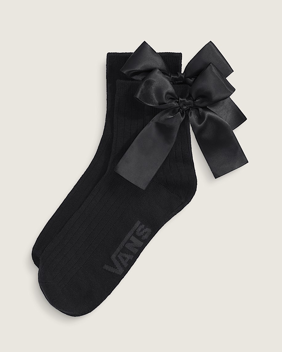 Satin Bow Back Crew Socks VANS Black HERO