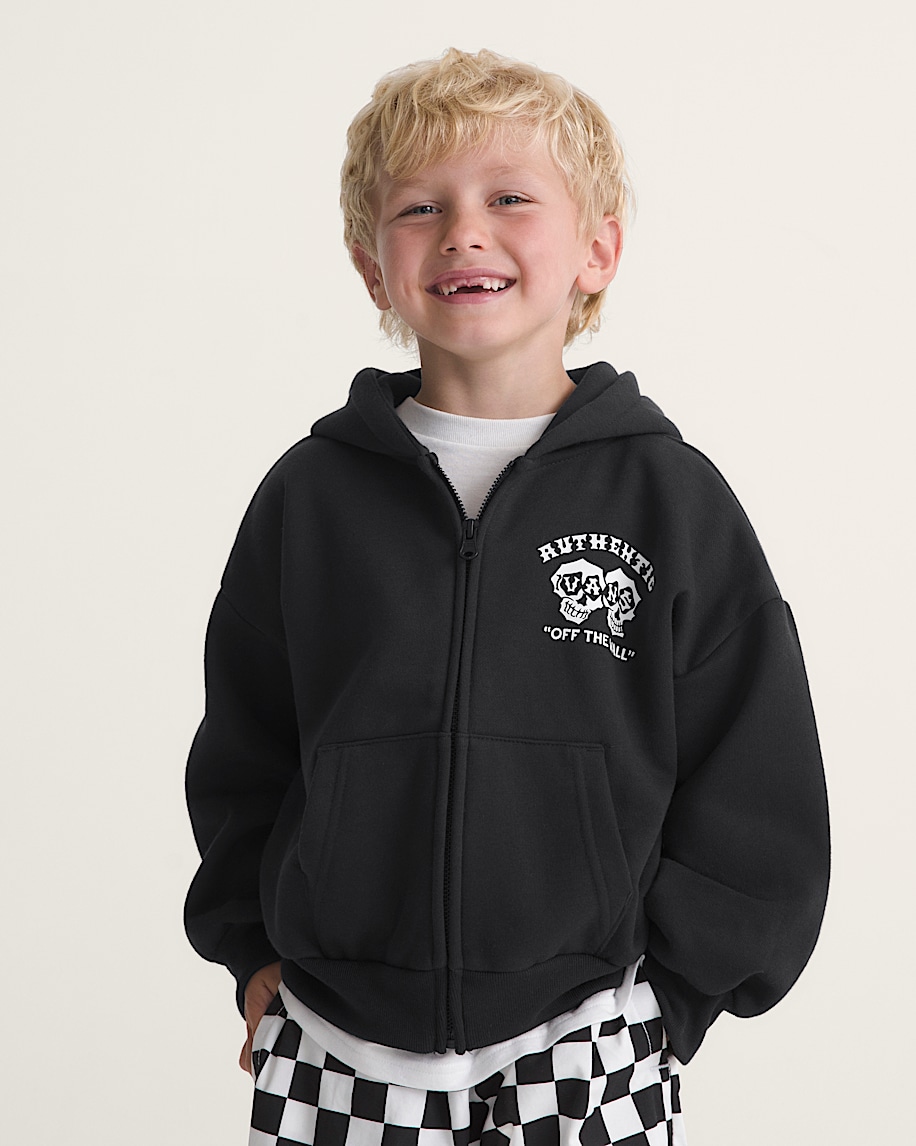 Little Kids Twin Skulls Full Zip VANS Black ALT2