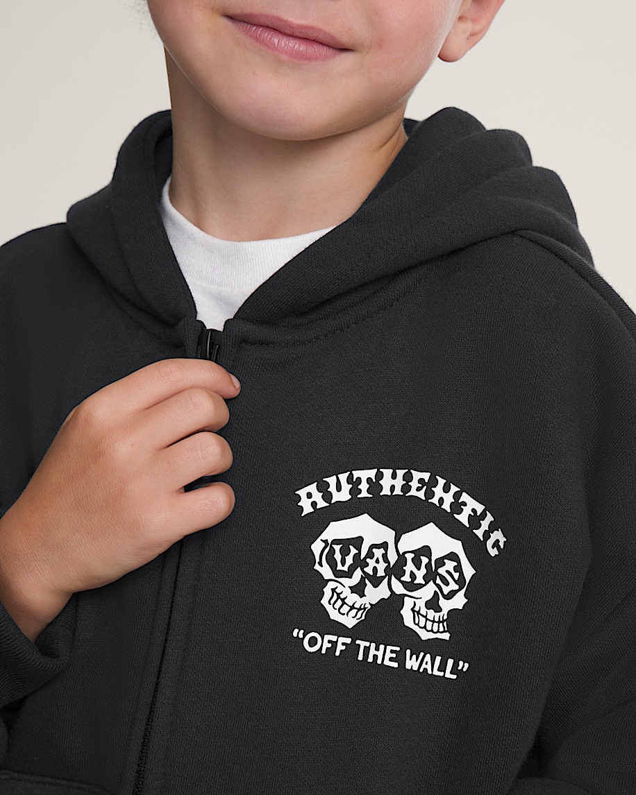 Little Kids Twin Skulls Full Zip VANS Black ALT4