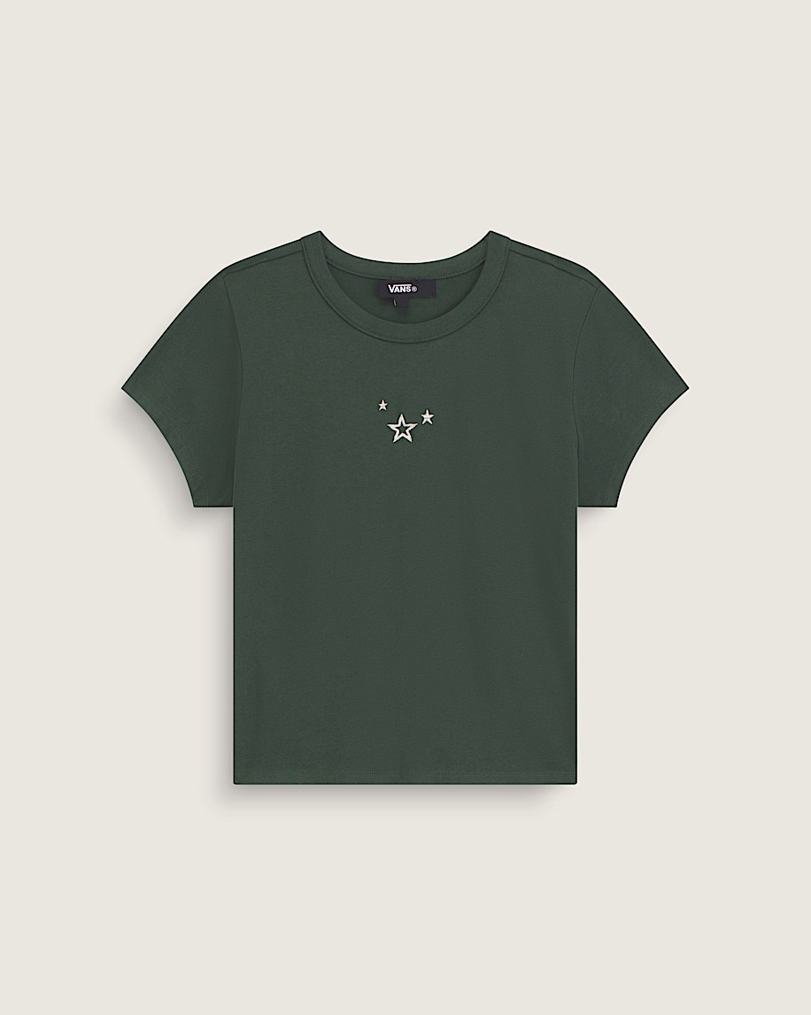 Embroidered Short Sleeve Jersey Knit Top VANS Oil Green HERO