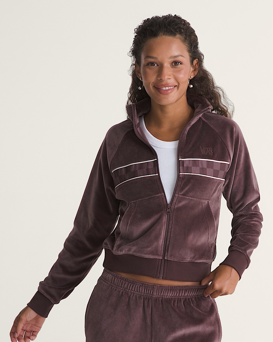 Nikita Velour Track Jacket VANS Port Brown ALT2