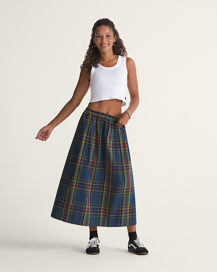 Francesca Full Skirt VANS Plaid Dress Blues ALT3