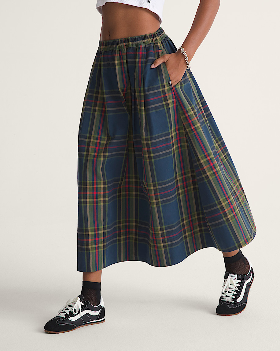 Francesca Full Skirt VANS Plaid Dress Blues ALT5