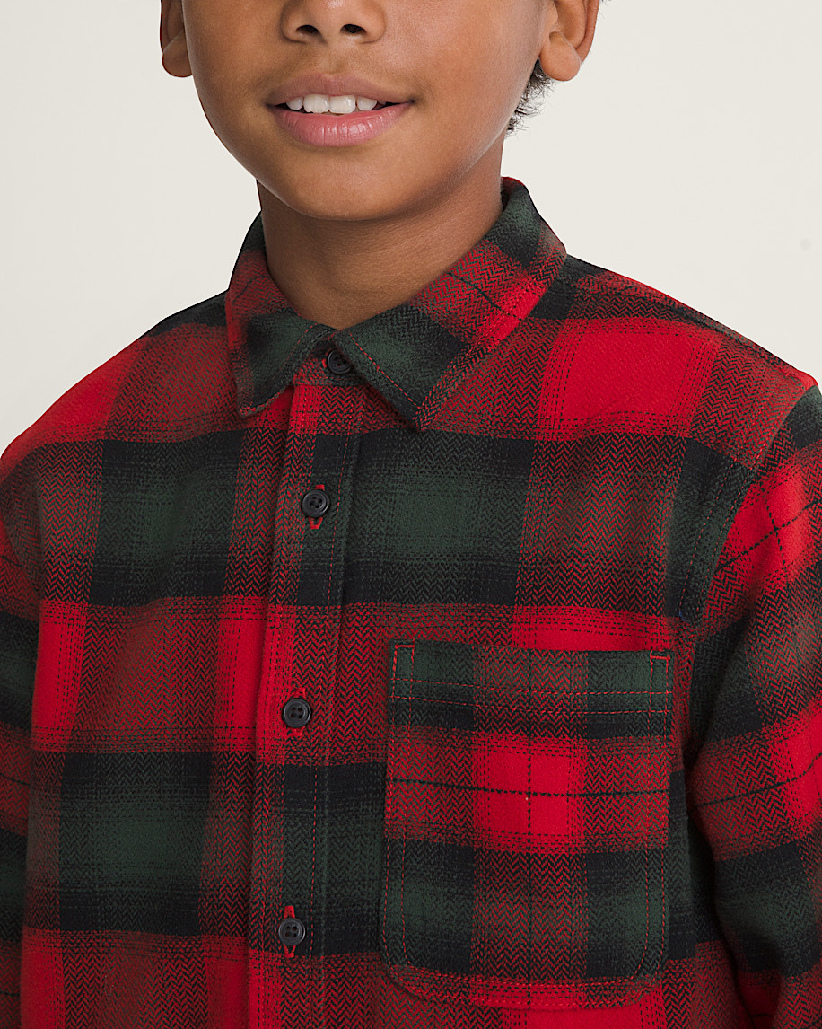 Kids Lawson Plaid Workwear Flannel Shirt VANS Racing Red ALT4