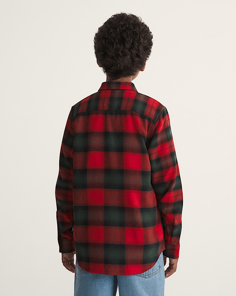 Kids Lawson Plaid Workwear Flannel Shirt VANS Racing Red ALT3