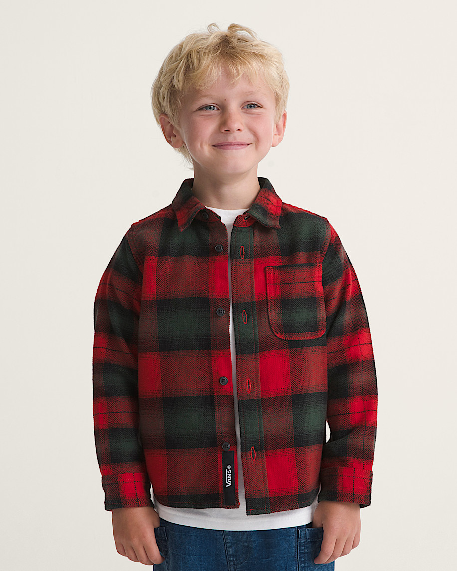 Little Kids Lawson Mixed Plaid Flannel Shirt VANS Racing Red ALT2