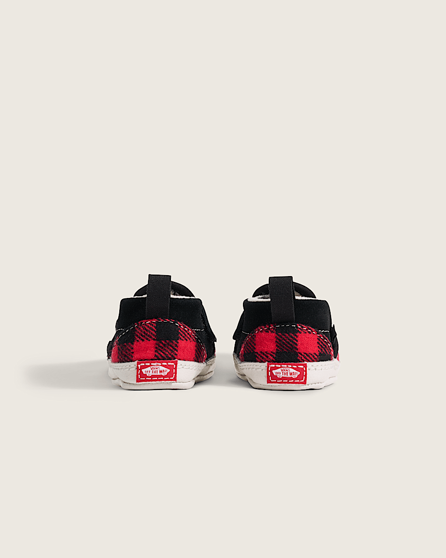 Infant Classic SlipOn V Crib Shoe VANS Buffalo Plaid Racing Red  Black ALT3