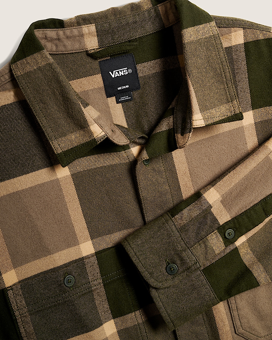 Larkspur Plaid Flannel Shirt VANS Obsidian Fern  Bungee Cord Brown ALT2