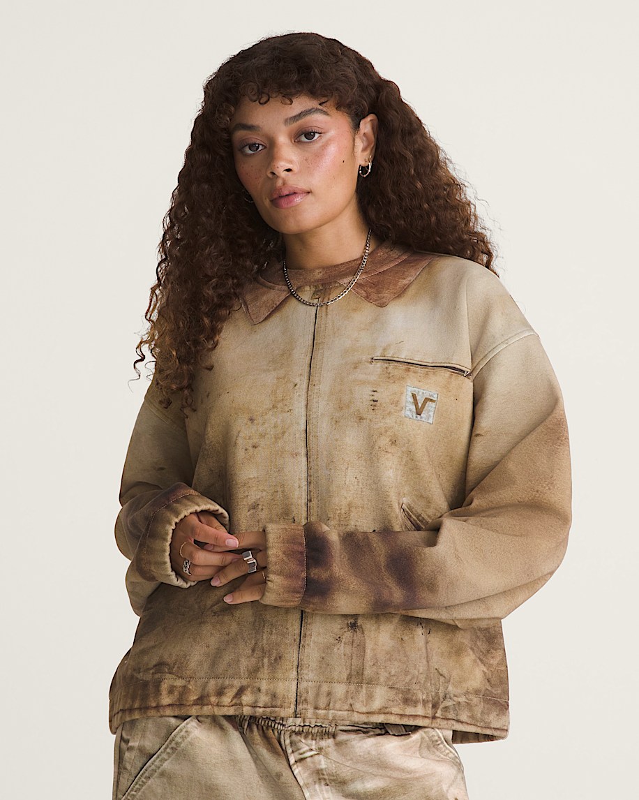 VANSZA Workwear Trompe Loeil Crew Neck Fleece VANS VANSZA Brown ALT2