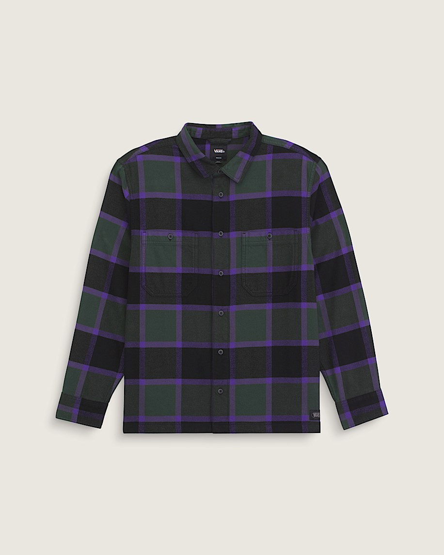 Larkspur Plaid Flannel Shirt VANS Black  Oil Green HERO