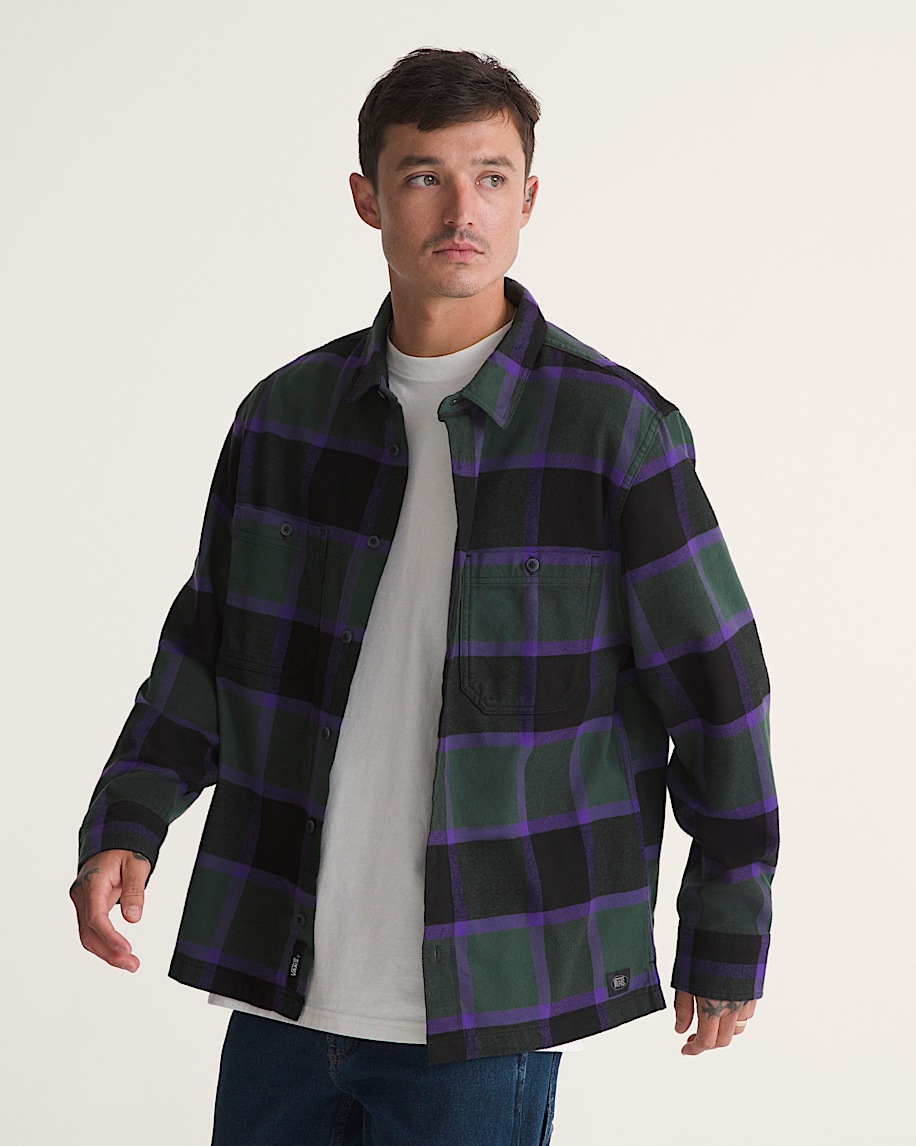 Larkspur Plaid Flannel Shirt VANS Black  Oil Green ALT2