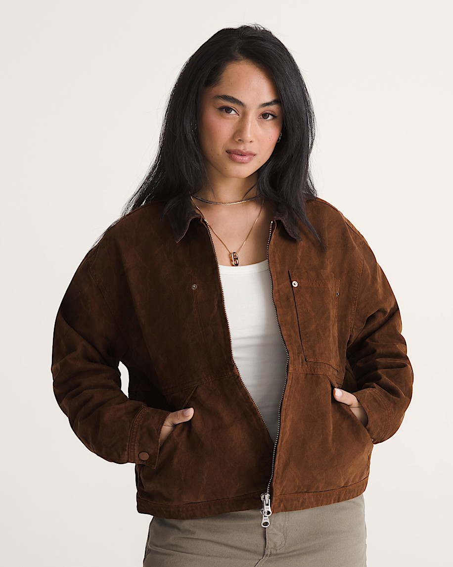 Nicola Cropped Chore Canvas Jacket VANS Brown Earth ALT2