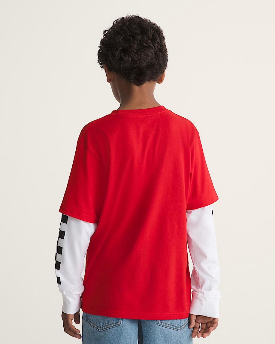 Kids Tilted Twofer Long Sleeve Tee VANS Red ALT3