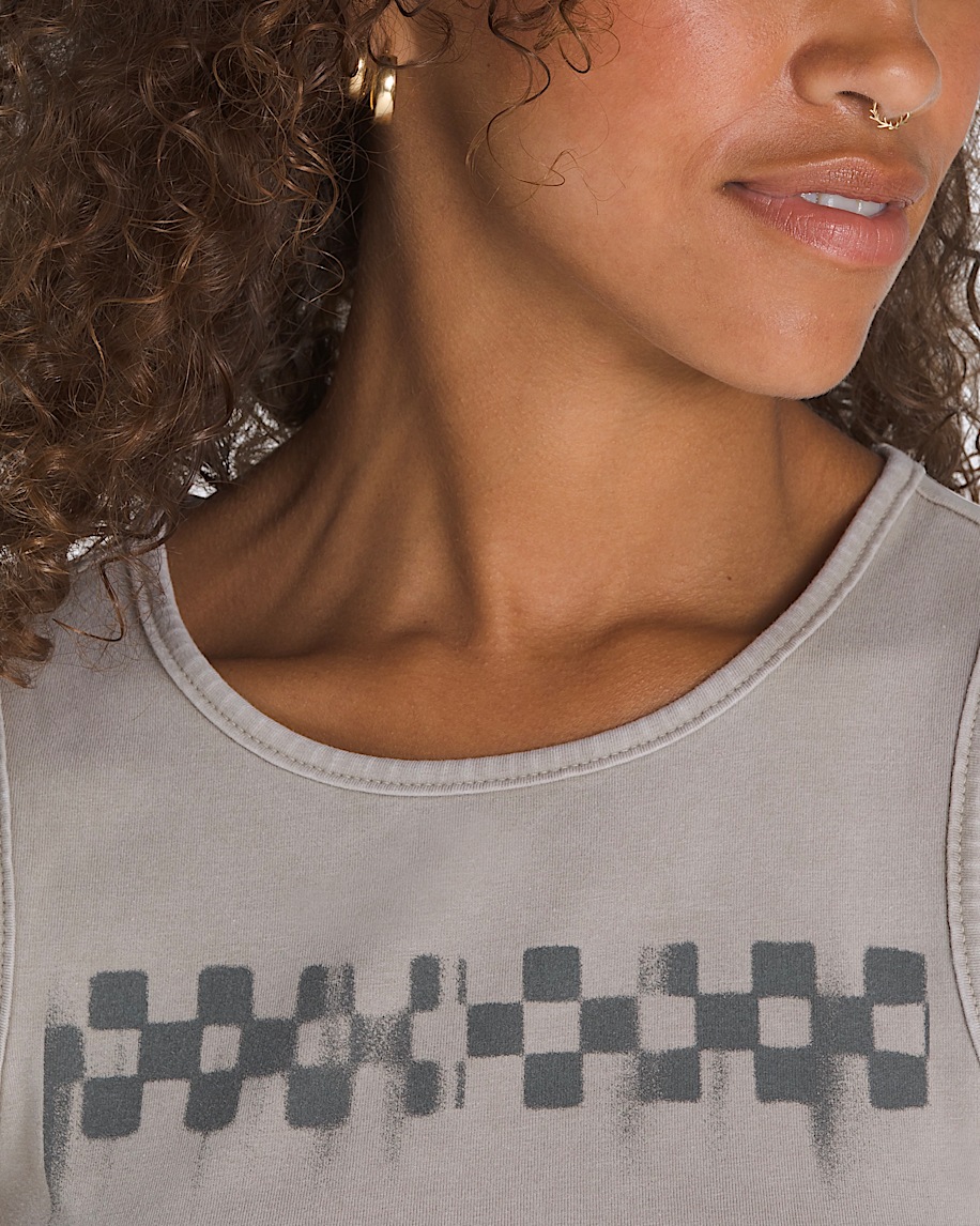 Checkerboard Fitted Crop Tank Top - 4