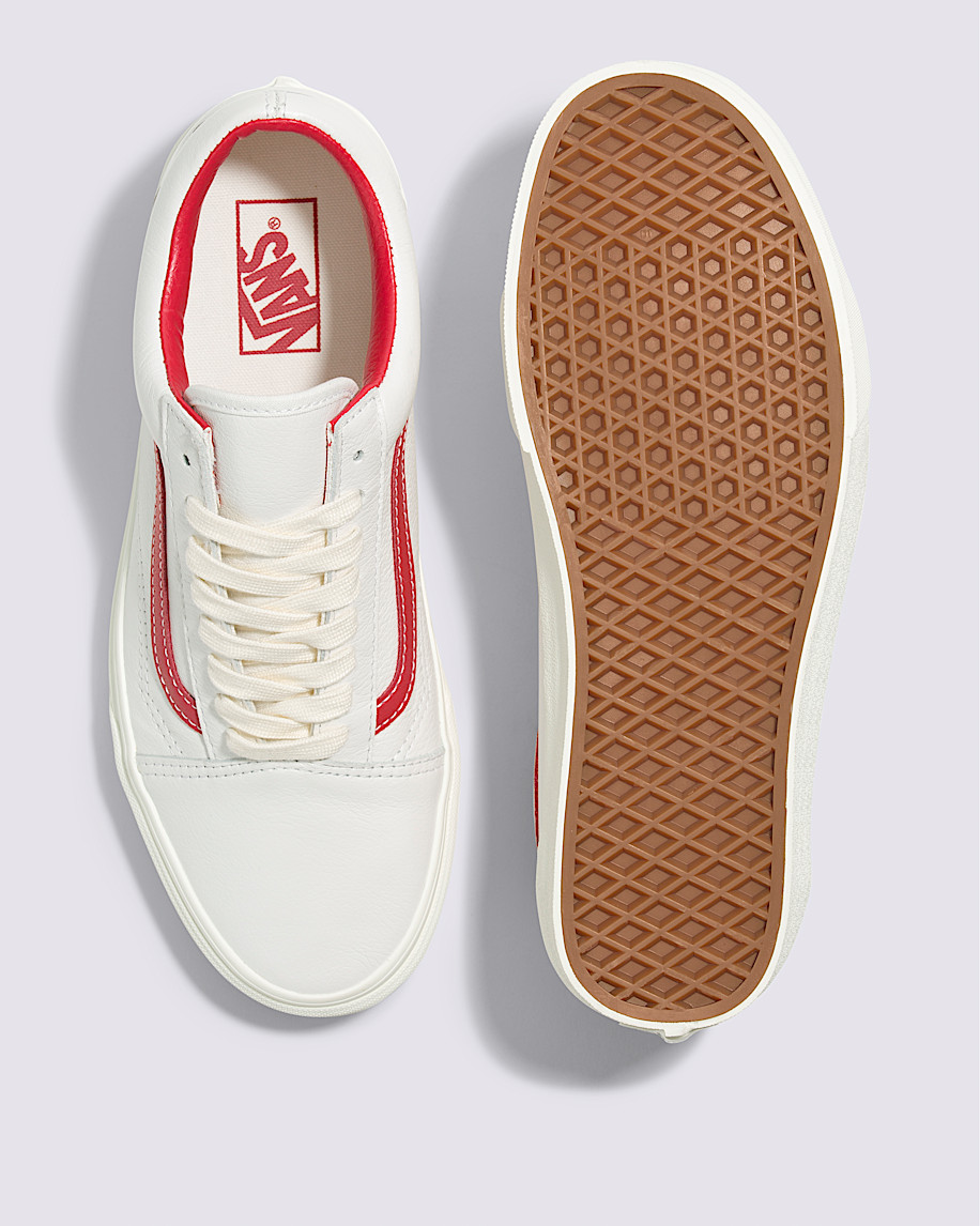 Old Skool Vintage Leather Shoe in White / Red | Vans Old Skool Vintage Leather Shoe in White / Red | Vans