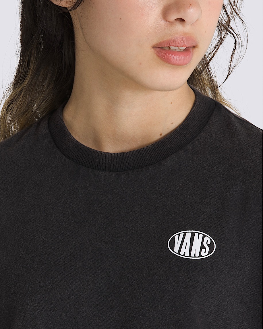 Kids Oval Wash Relaxed Crop T-Shirt in Black | Vans