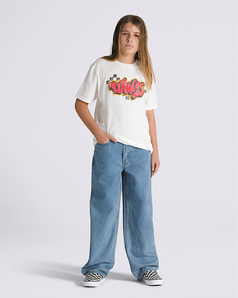Kids Check-5 Baggy Denim Pants in Stonewash Blue | Vans