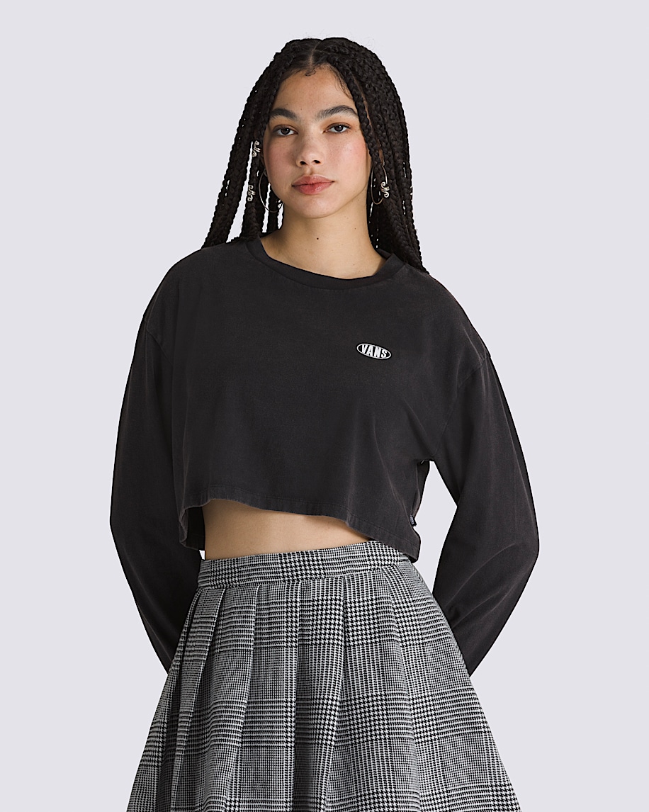 Oval Wash Relaxed Long Sleeve Crop T-Shirt - 1