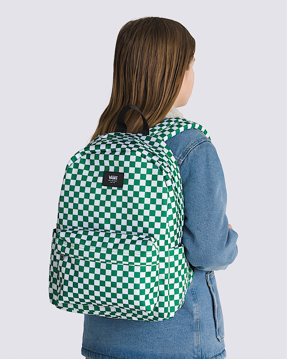 ★GRAILZ★ CHECKERED BACKPACK Kids Old Skool Grom Checkerboard Backpack in Verdant Green