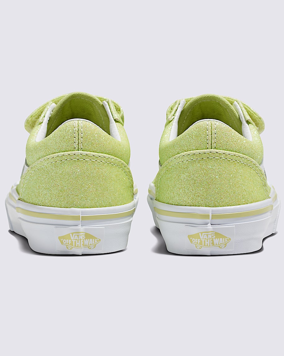 Kids Old Skool V Glitter Shoe in Lime Sherbet Green| Vans US Kids Old Skool V Glitter Shoe in Lime Sherbet Green| Vans US