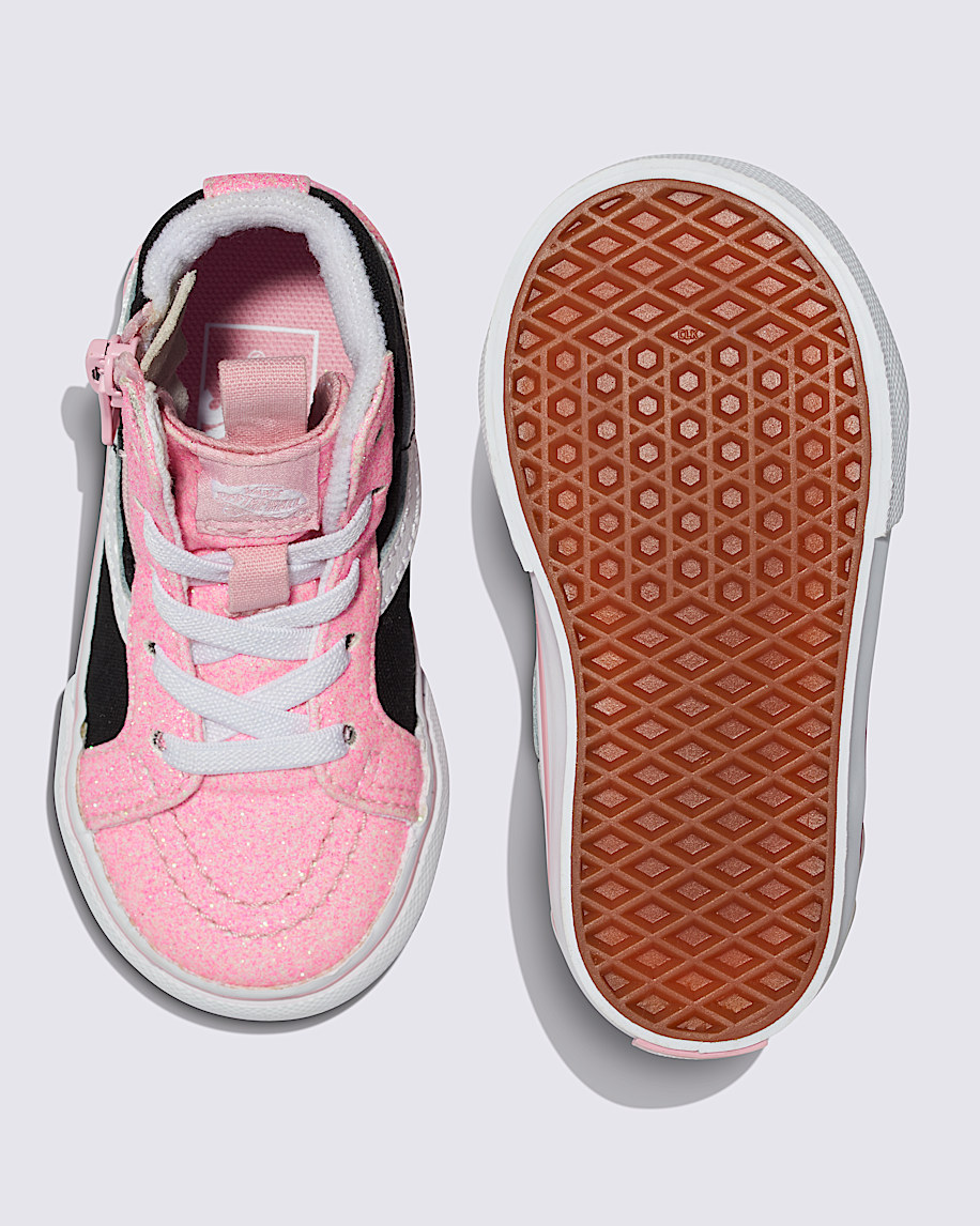 Toddler Sk8-Hi Reissue Side Zip Glitter Shoe in Pink / Black