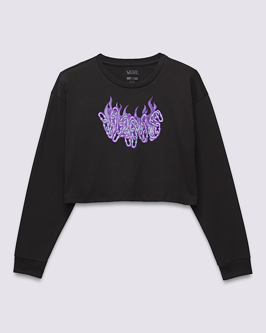 Hot Links Relaxed Long Sleeve Crop T-Shirt in Black | Vans