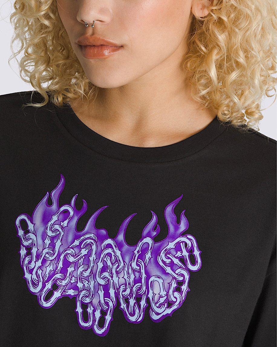 Hot Links Relaxed Long Sleeve Crop T-Shirt in Black | Vans
