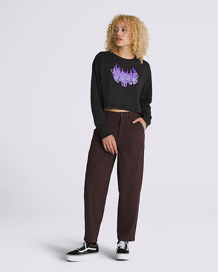 Hot Links Relaxed Long Sleeve Crop T-Shirt in Black | Vans