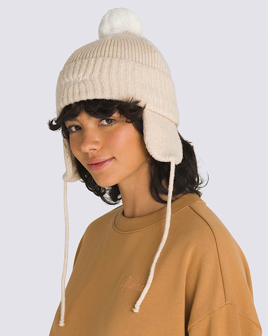 代引き人気 in Beanie Pom Earflap 66 Vans Marshmallow Vans | Beige 帽子