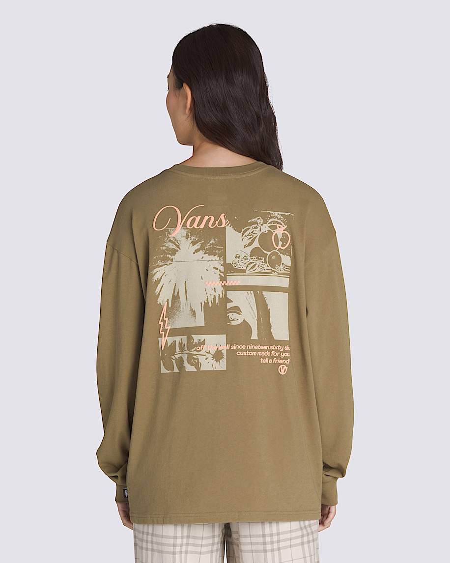 Sliced Oversized Long Sleeve T-Shirt in Gothic Olive Green