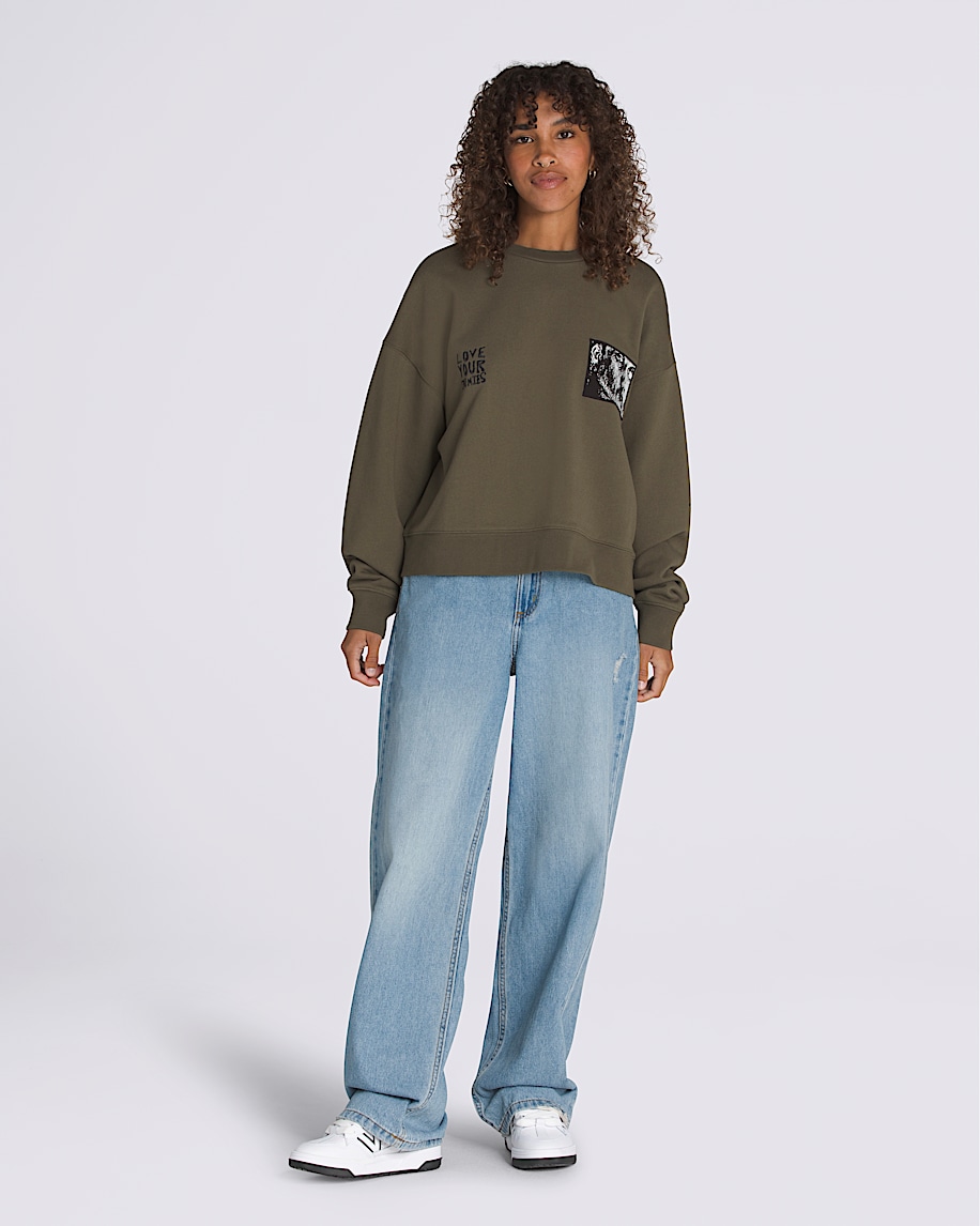 Skate Lisa Crew Sweatshirt in Grape Leaf Green | Vans
