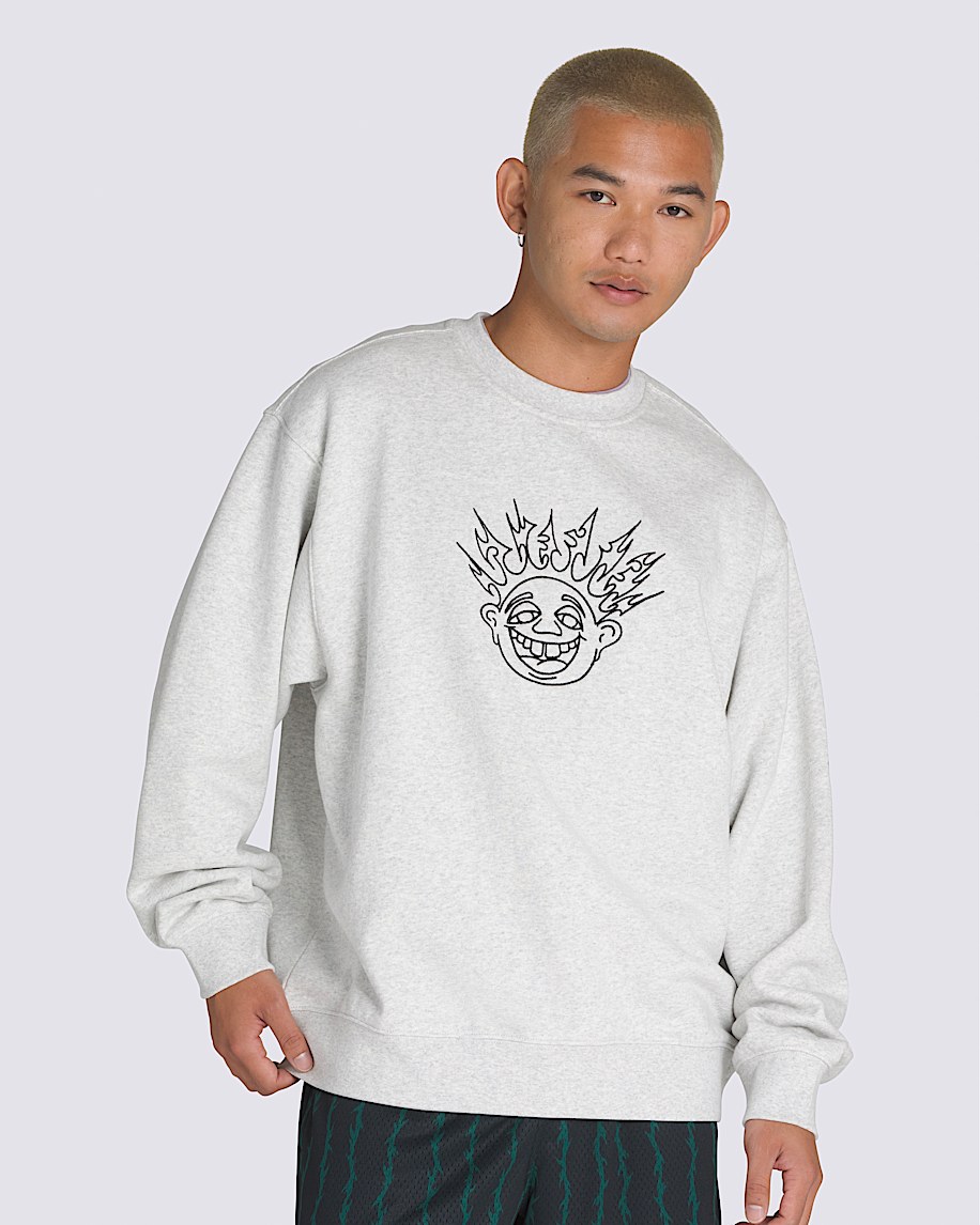 Skate Smile Spike Crew Sweatshirt in Heather Grey | Vans
