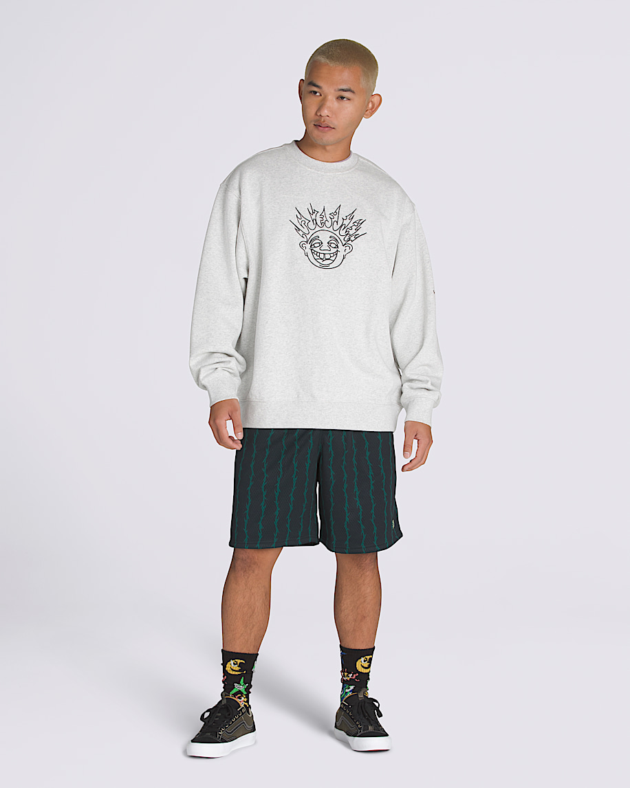 Skate Smile Spike Crew Sweatshirt in Heather Grey | Vans Skate Smile Spike Crew Sweatshirt in Heather Grey | Vans