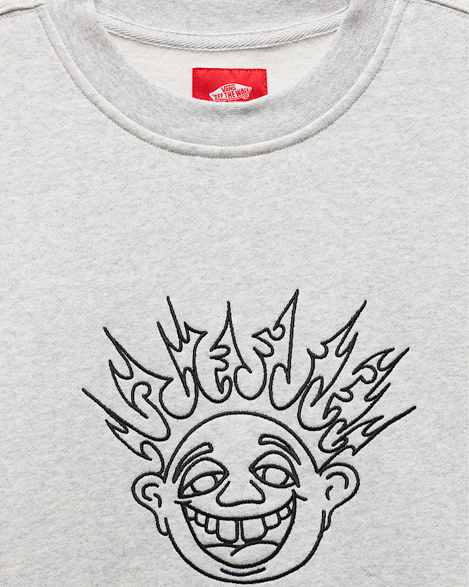 Skate Smile Spike Crew Sweatshirt in Heather Grey | Vans