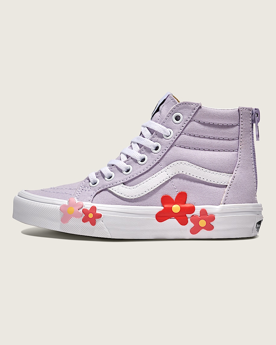 Little Kids Sk8-Hi-Zip Flower Shoe in Evening Haze Grey | Vans